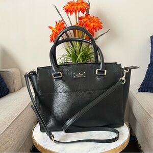 Kate Spade Black Leather Satchel with Gold Details